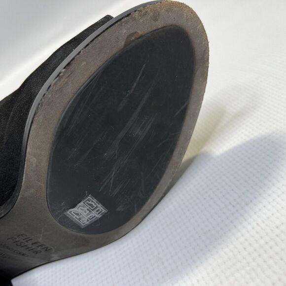 Eileen Fisher James Black Sandals Size 9.5 Strappy Nubuck Block Shoeties - Picture 12 of 13